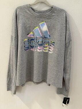 adidas Grey Heather Crewneck Sweatshirt with Subtle Logo
